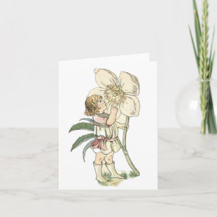 Tarjeta de nota plegada de hadas de flores