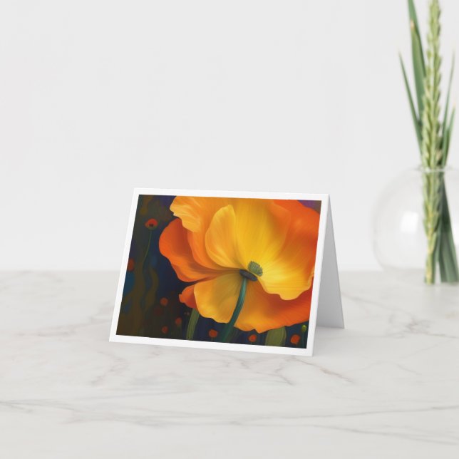 Tarjeta de nota plegada de los sueños de la amapol (Anverso)