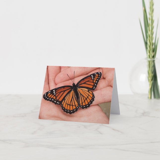 Tarjeta de nota plegada de mariposa monarca (Anverso)