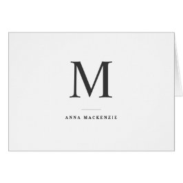 Tarjeta de nota plegada de monograma moderno simpl