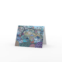 Tarjeta de nota plegada de paisaje soleado