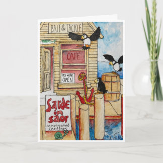 Tarjeta de nota plegada de Puffins Fine Dining