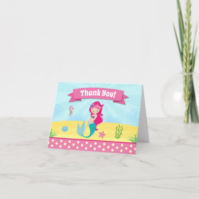 Tarjeta de nota plegada de regalo de Sirena (Anverso)