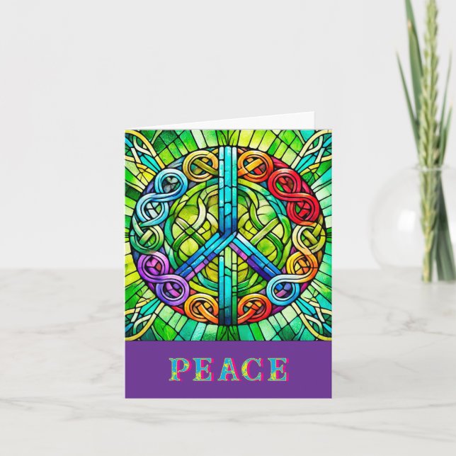 Tarjeta de nota plegada de símbolo de paz (Anverso)