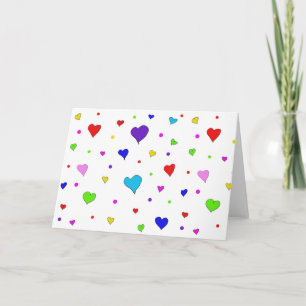 Tarjeta de nota plegada de todos los corazones