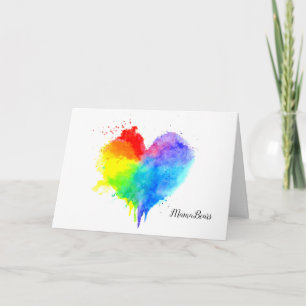 Tarjeta de nota plegada del corazón del arco iris