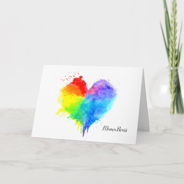 Tarjeta de nota plegada del corazón del arco iris (Anverso)