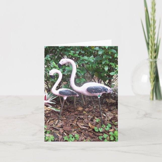 Tarjeta de nota plegada Flamingo Photo (Anverso)