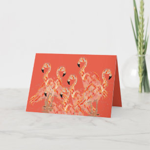 Tarjeta de nota plegada : Flamingos