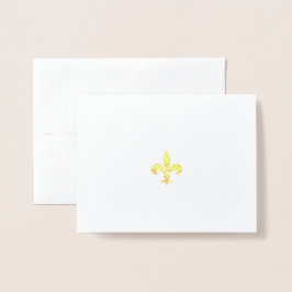 Tarjeta de nota plegada Gold Leaf Fleur-de-Lis