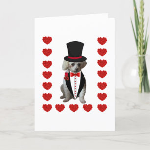 Tarjeta de nota plegada Happy Holidays Poodle Tuxe