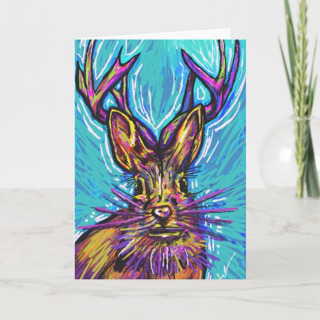 Tarjeta de nota plegada Jackalope Blank (Anverso)