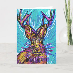 Tarjeta de nota plegada Jackalope Blank