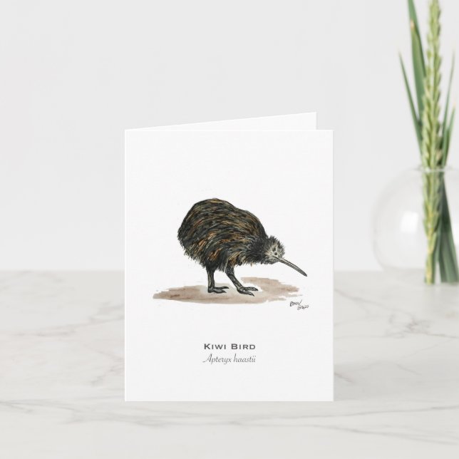 Tarjeta de nota plegada Kiwi Bird (Anverso)