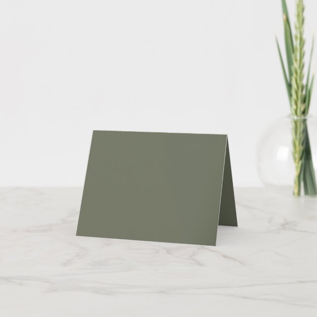 Tarjeta de nota plegada mínima de color verde Moss (Anverso)