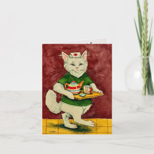 Tarjeta de nota plegada para el gato de enfermería