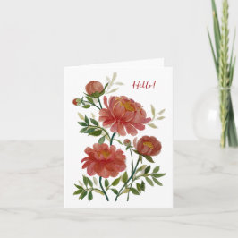Tarjeta de nota plegada Peony rosada