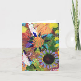 Tarjeta de nota plegada pequeña, 4" x 5.6" Flores 