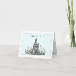 Tarjeta de nota plegada personalizada Gray Kitten