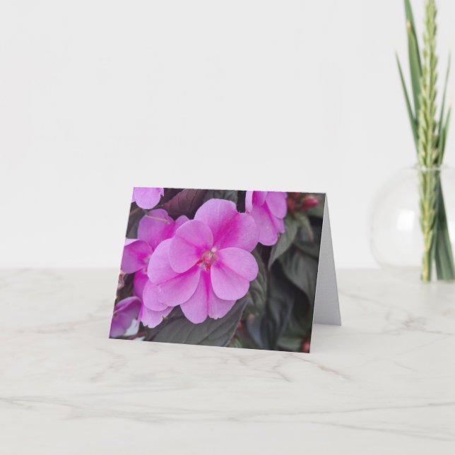 Tarjeta de nota plegada suave rosa impaciente (Anverso)