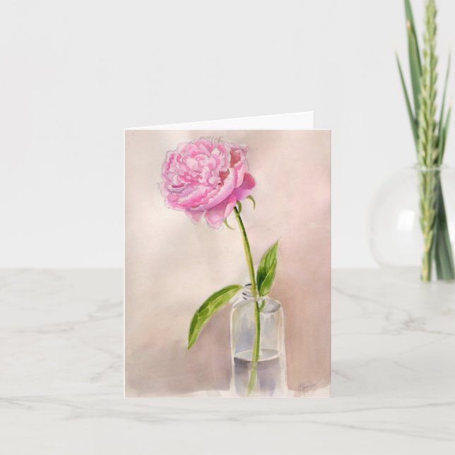 Tarjeta de nota preciosa de la flor del Peony (Anverso)