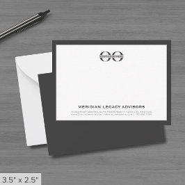 Tarjeta de nota profesional gris con logotipo