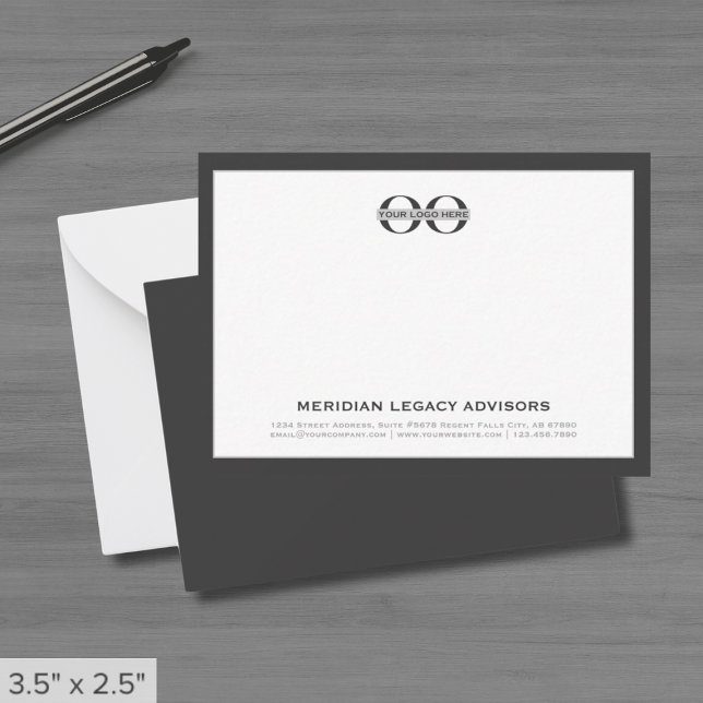 Tarjeta de nota profesional gris con logotipo (Subido por el creador)