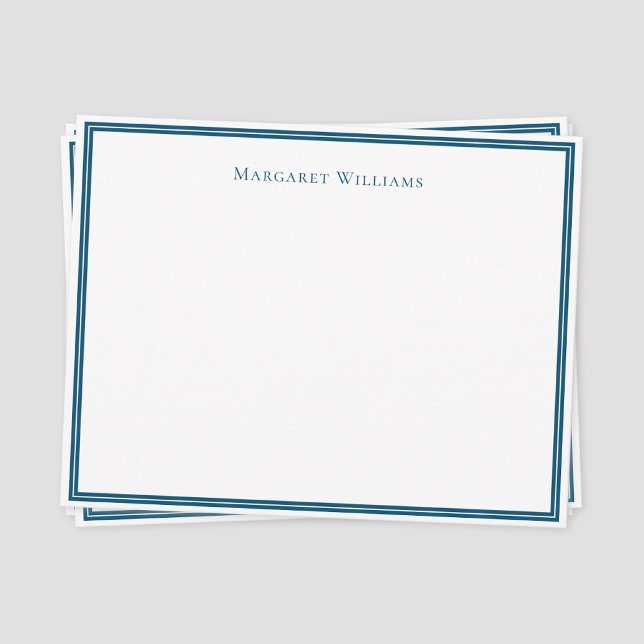 Tarjeta de nota profesional moderna de borde azul (Blue border classic formal typography professional note card)