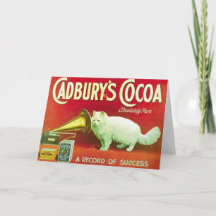 Tarjeta de nota publicitaria de cacao de gato blan