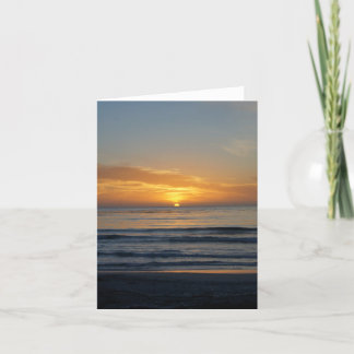 Tarjeta de nota, puesta del sol en la costa de