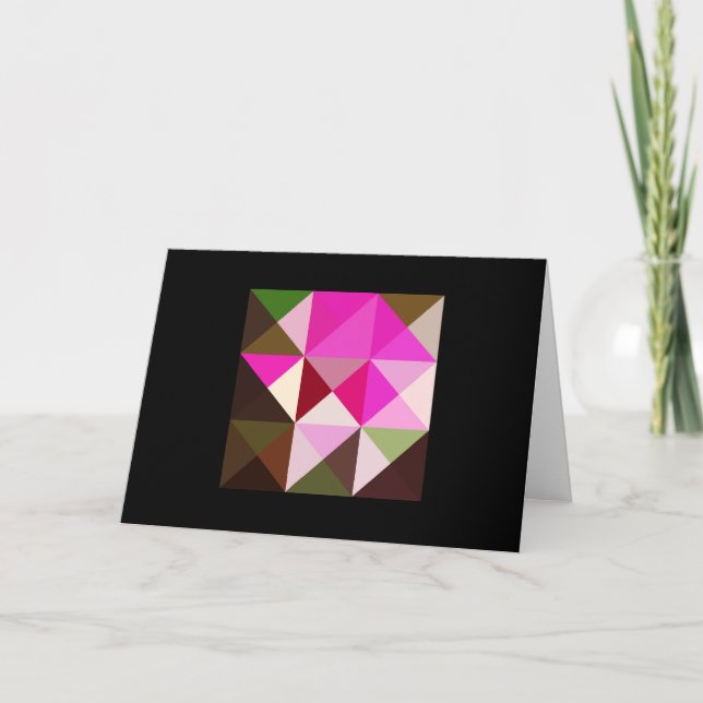 Tarjeta de nota Quilt Square de tonos marrones ros (Anverso)