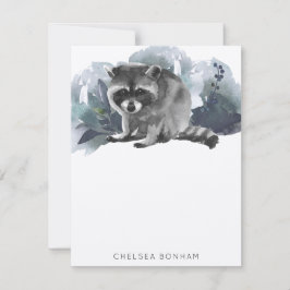 Tarjeta de nota Raccoon Baby Watercolor Scenera