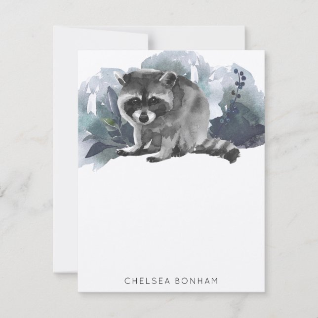 Tarjeta de nota Raccoon Baby Watercolor Scenera (Anverso)