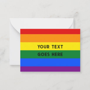 Tarjeta de nota RAINBOW plano en blanco para perso