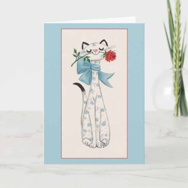 Tarjeta de nota retra del gato (Anverso)