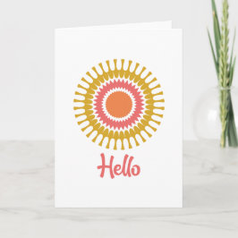Tarjeta de nota Retro Sunburst en rojo, Naranja y
