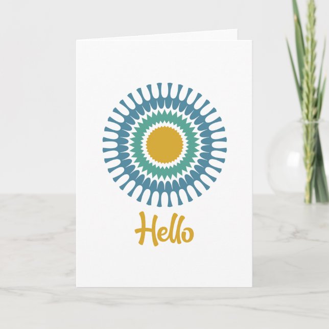 Tarjeta de nota retro Sunburst en verde y oro (Anverso)