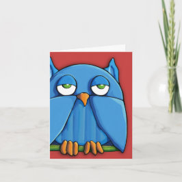 Tarjeta de nota roja Aqua Owl