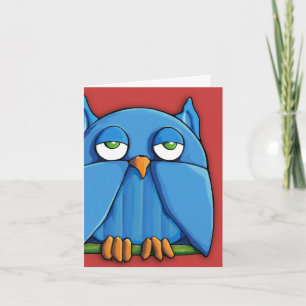 Tarjeta de nota roja Aqua Owl