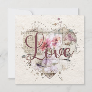Tarjeta de nota romántica de amor
