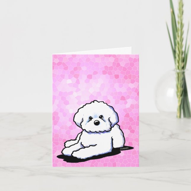 Tarjeta de nota rosa KiniArt Bichon (Anverso)