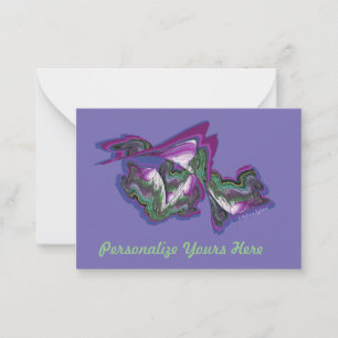 Tarjeta de nota rosa morado y perwinkle