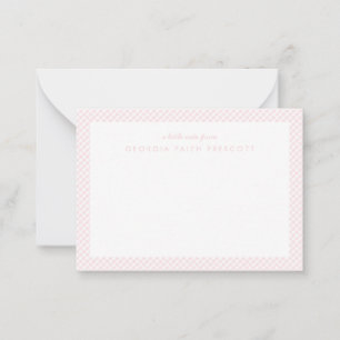 Tarjeta de nota rosa personalizada de Gingham