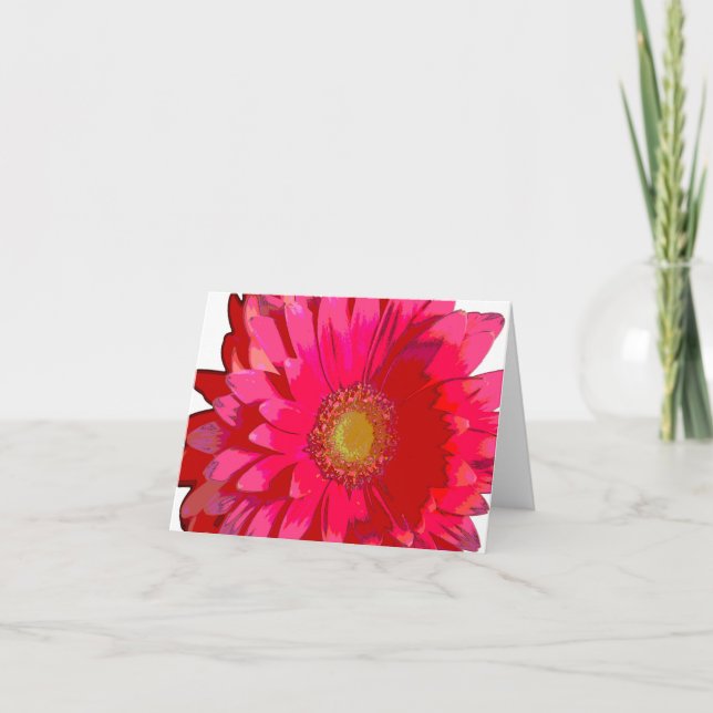 Tarjeta de nota rosada de la margarita del Gerbera (Anverso)