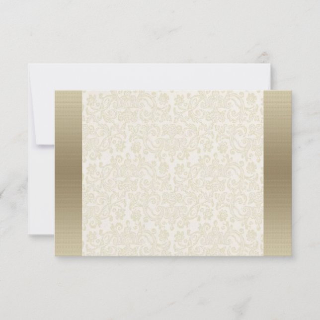 Tarjeta de nota RSVP de Ivory Lace Damask (Anverso)