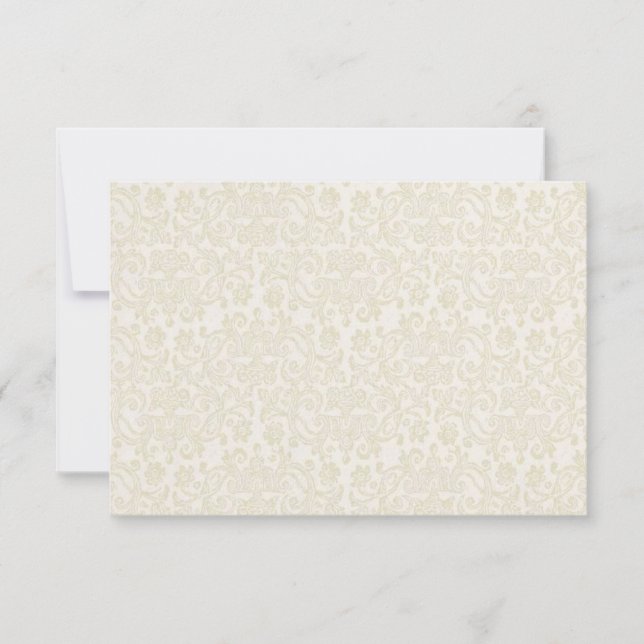 Tarjeta de nota RSVP de Ivory Lace Damask (Anverso)