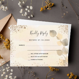 Tarjeta de nota RSVP de la boda de otoño de oro de