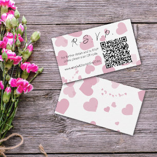 Tarjeta de nota RSVP de Pink Love Heart Online