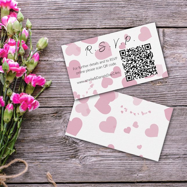 Tarjeta de nota RSVP de Pink Love Heart Online (Subido por el creador)