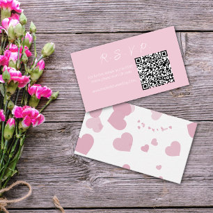 Tarjeta de nota RSVP de Pink Love Heart Online